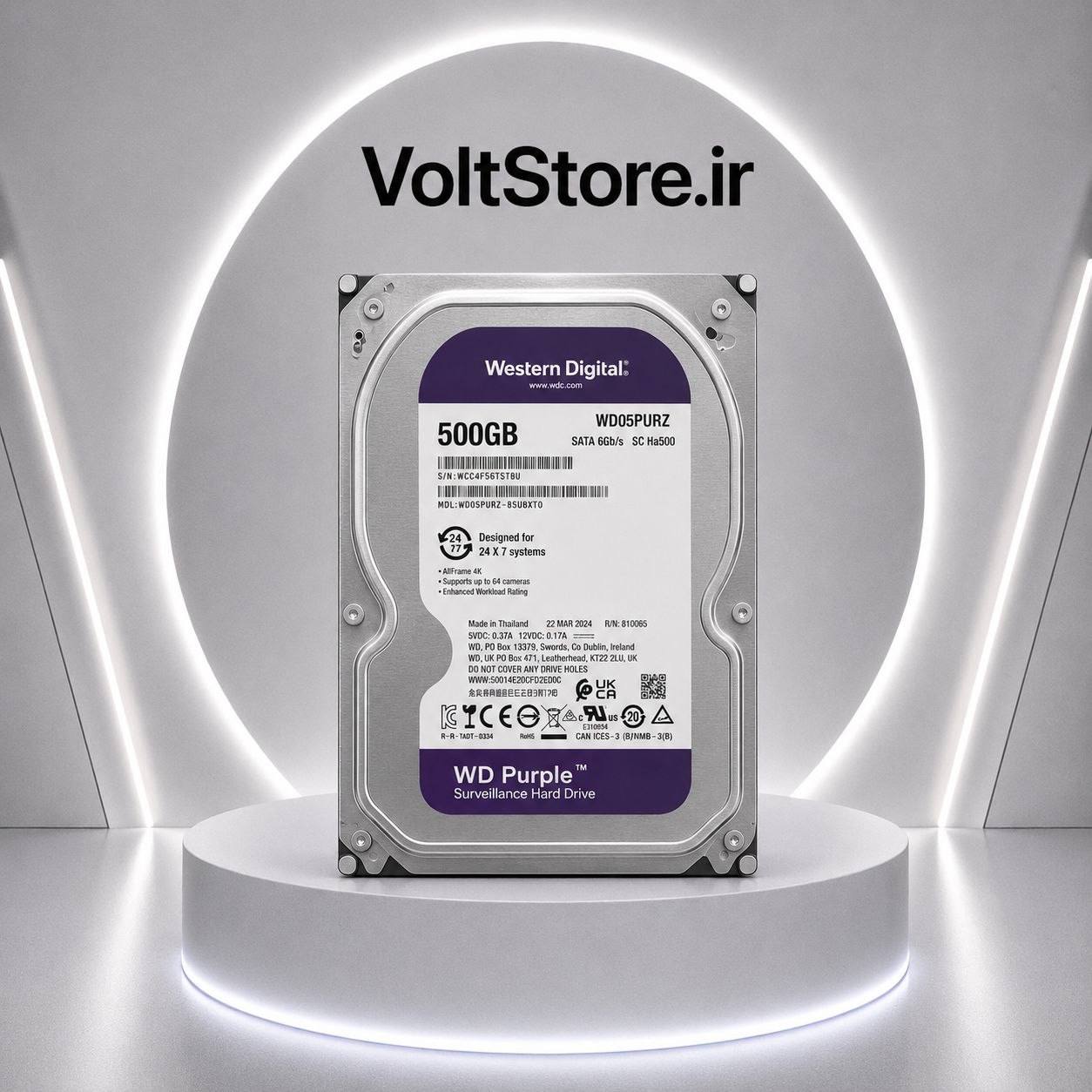 هارد ۵۰۰ گیگ وسترن دیجیتال WD Purple مخصوص دوربین مداربسته با گارانتی شرکتی